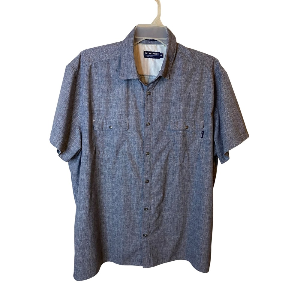 Fish Hippie Migration Collection Mens XXL Blue Heather Vented Fishing Shirt